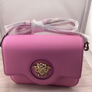Versace Fuchsia Crossbody Bag with Gold Medusa Accent Included COA